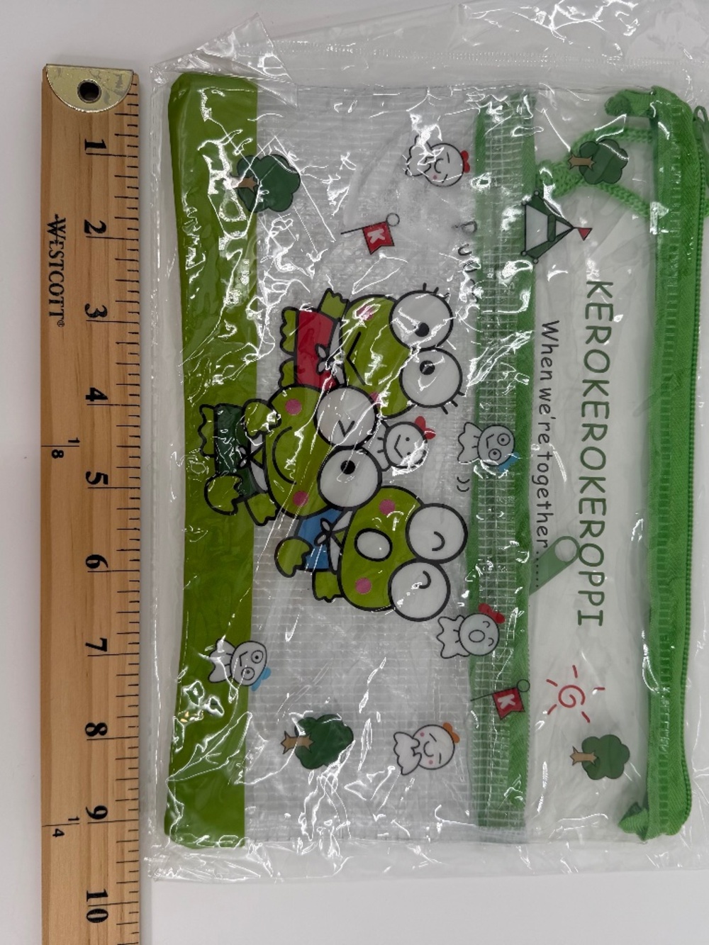 KeroKeroppi PVC Mesh Pouch NEW Bag Zipper Medium Green Clear - Picture 7 of 9